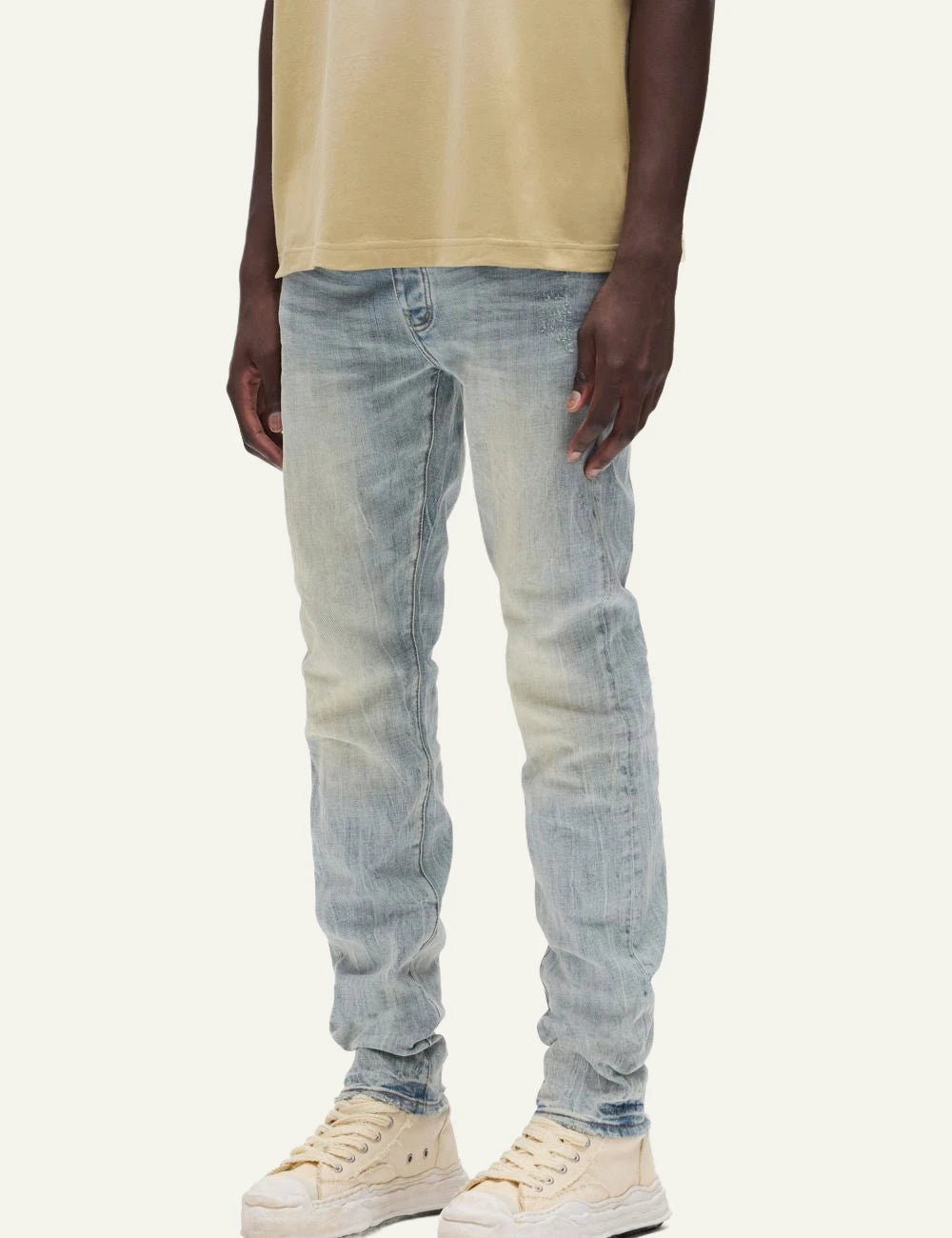 Purple Brand light blue skinny stretch jeans side view