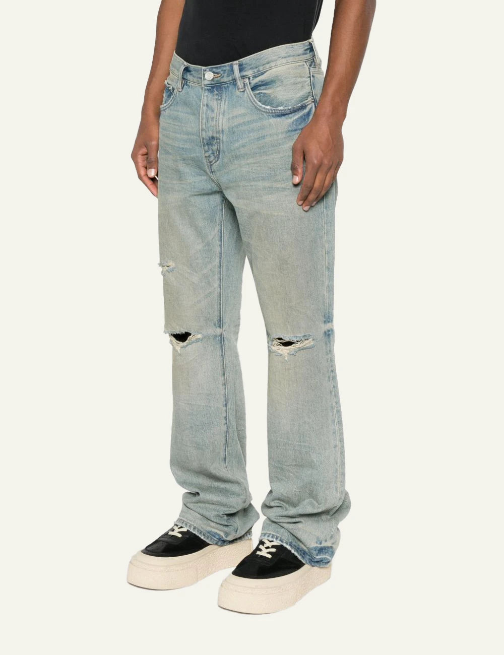 Purple Brand light indigo ripped denim jeans side view