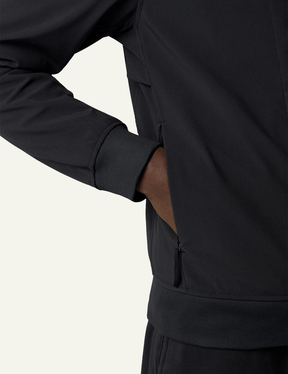 Men's Stone Island black technical hooded jacket with Compass patch pocket