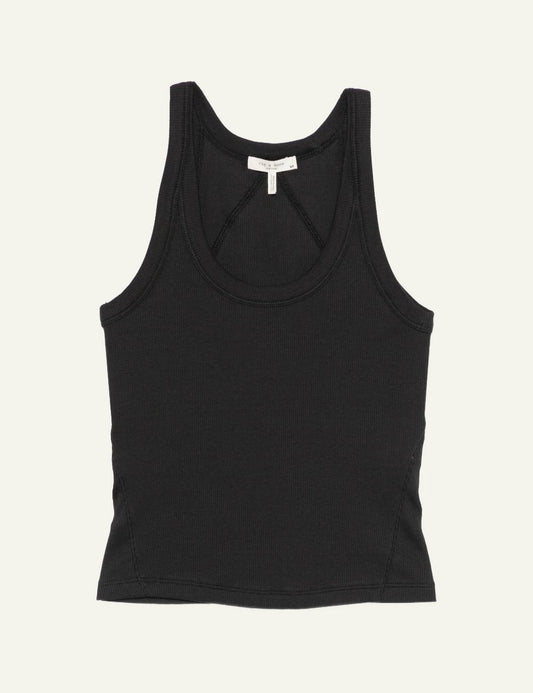 Rag &amp; Bone black ribbed racerback tank top front view