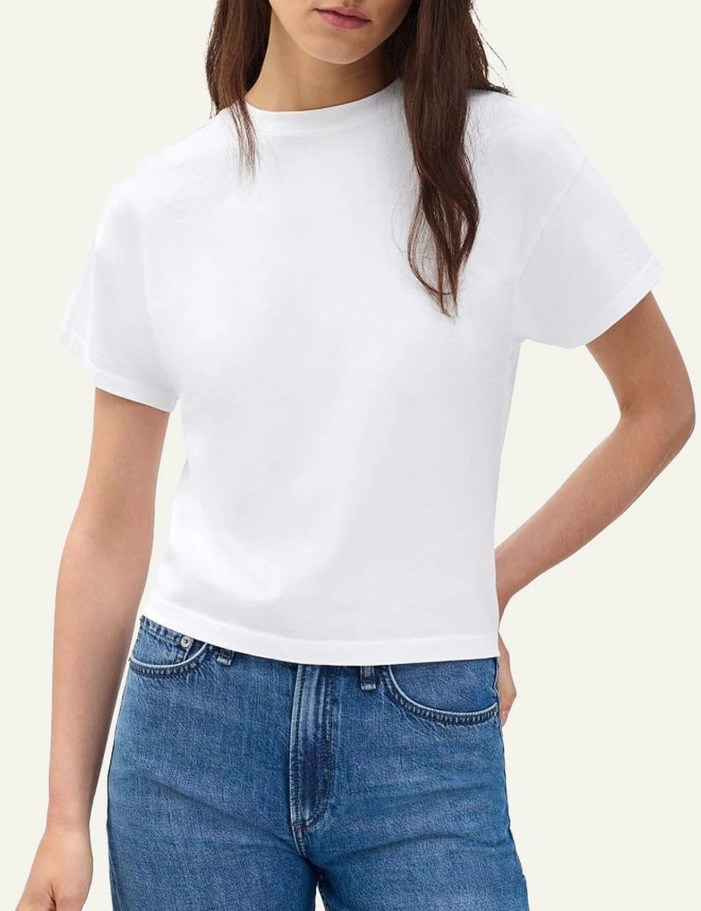 rag & bone cotton boxy t shirt white women front model view