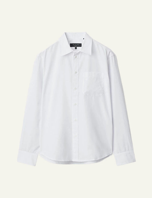 Rag &amp; Bone white cotton shirt with chest pocket front view