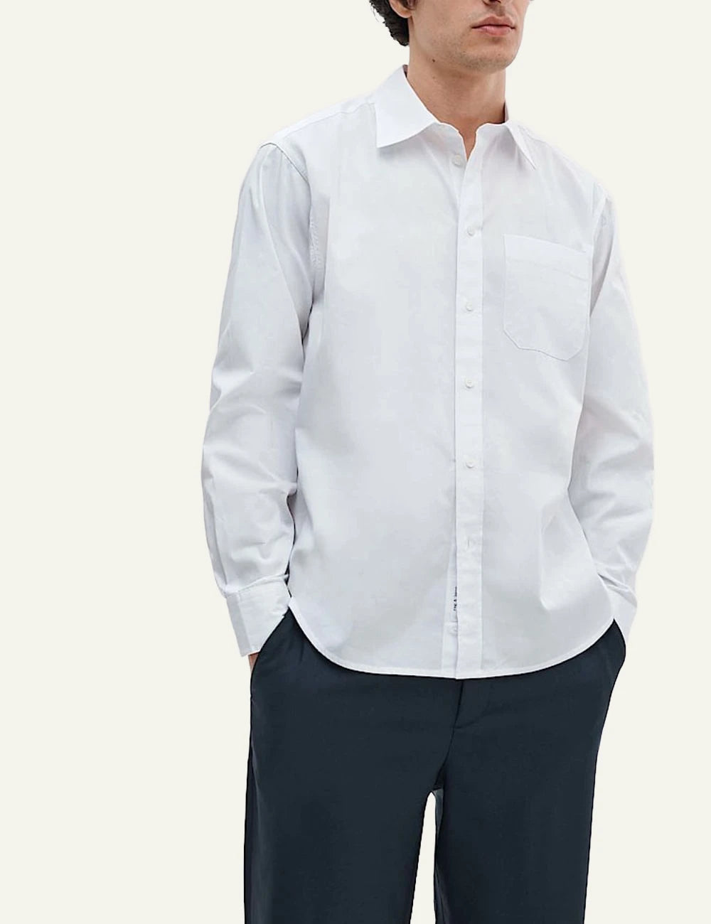 Rag &amp; Bone white cotton shirt with chest pocket front model view