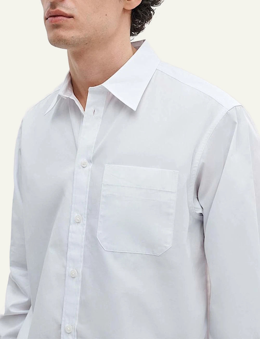 Rag &amp; Bone white cotton shirt with chest pocket front detail view