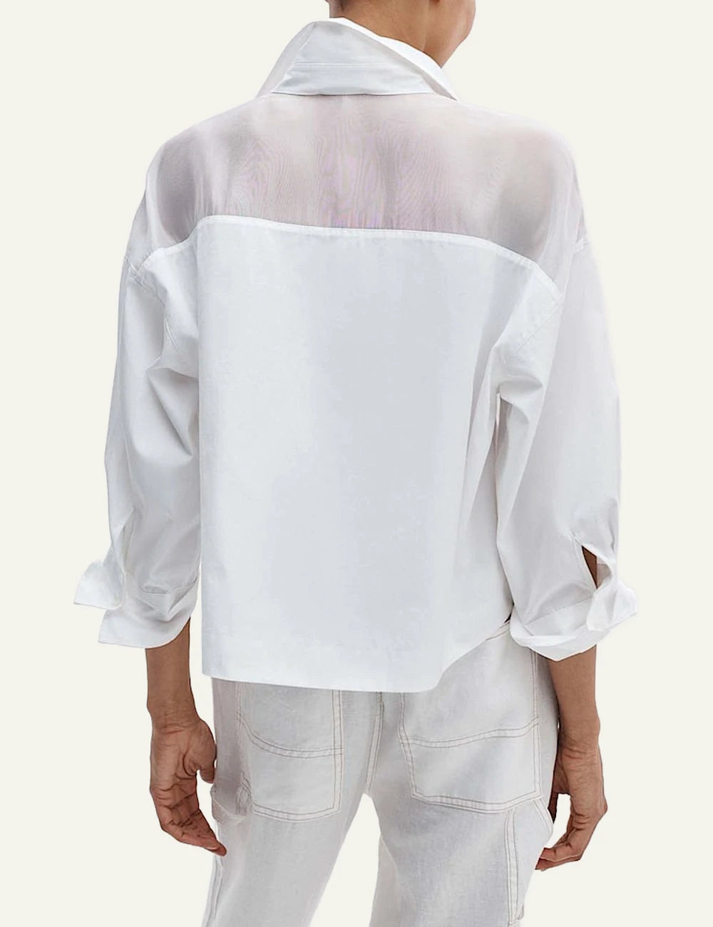 Rag &amp; Bone white cotton shirt with organza details back view
