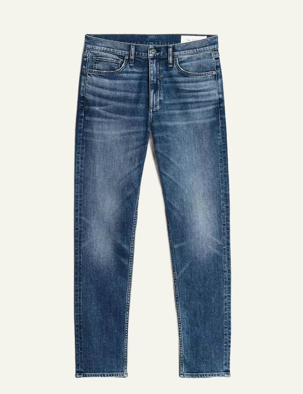Rag &amp; Bone blue denim jeans narrow leg front view
