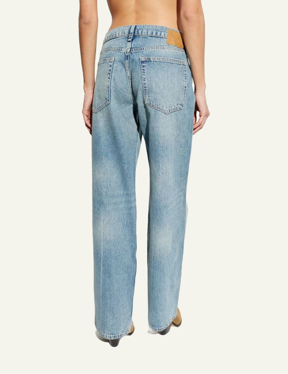 Rag &amp; Bone light blue wide leg denim jeans back view