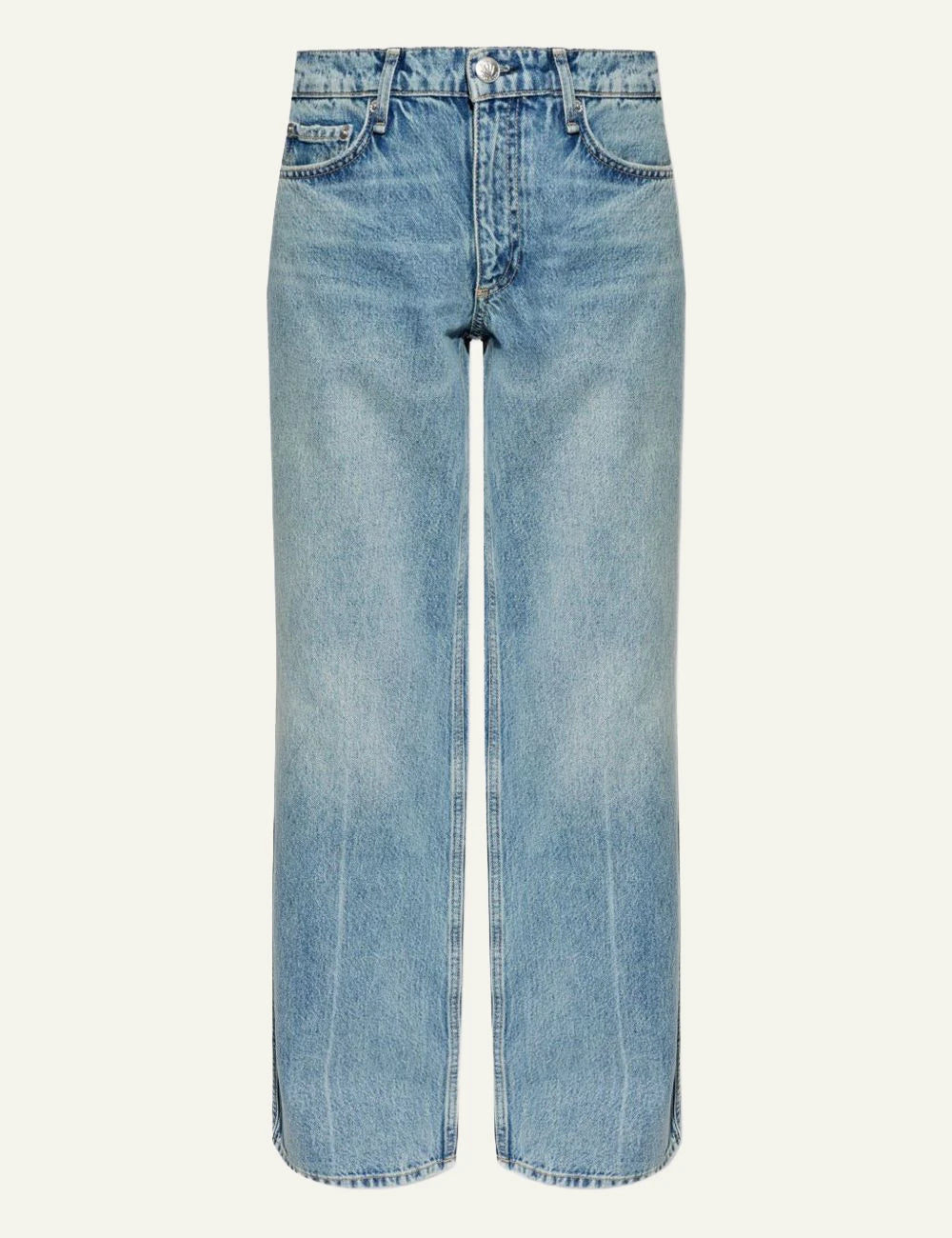 Rag &amp; Bone light blue wide leg denim jeans front view