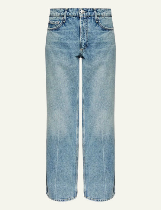 Rag &amp; Bone light blue wide leg denim jeans front view