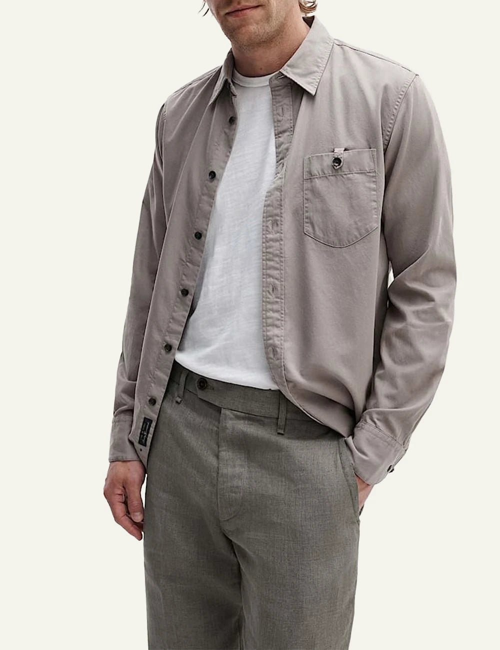 Rag &amp; Bone linen tailored pants light khaki side view