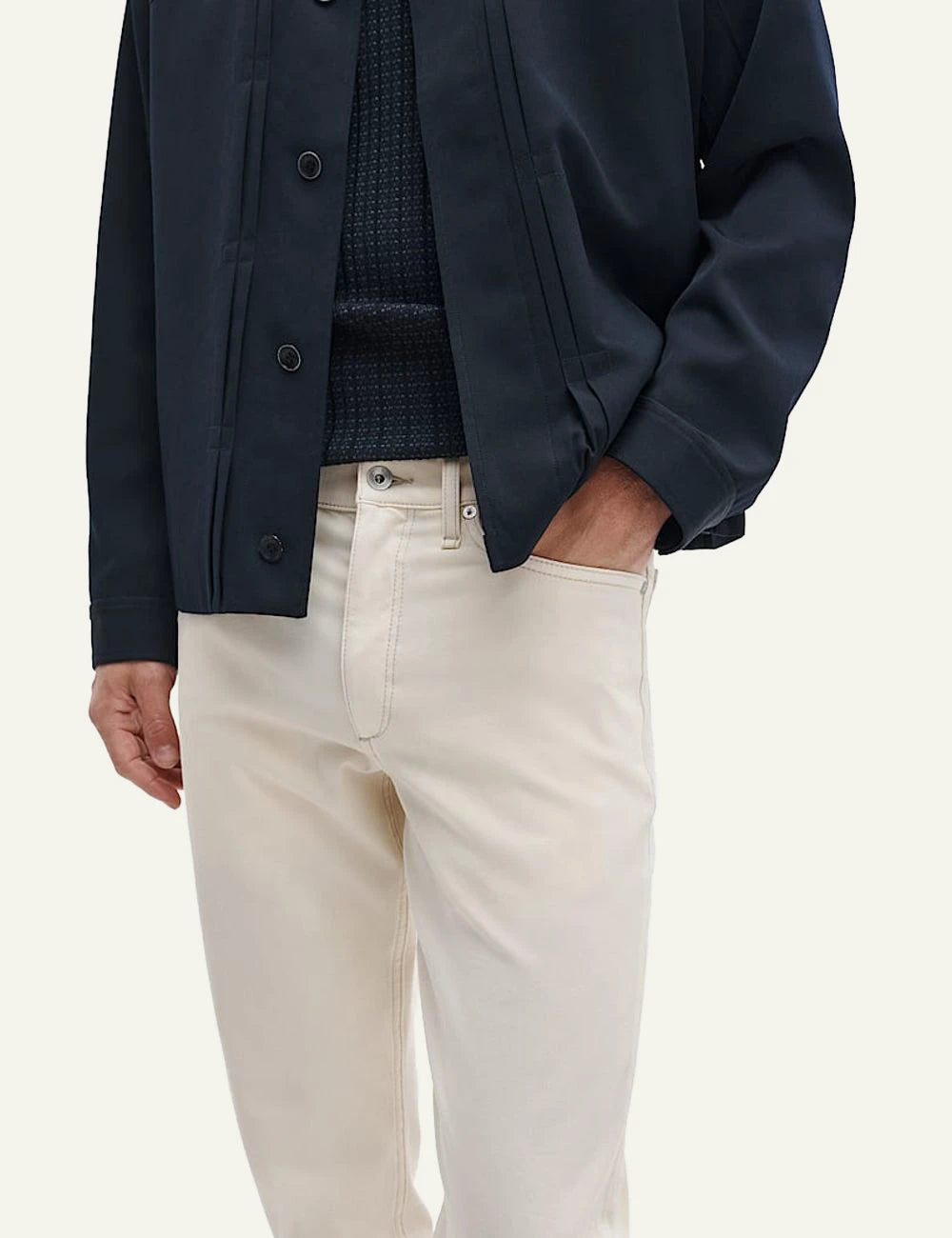 rag & bone cream slim jeans man front detail view