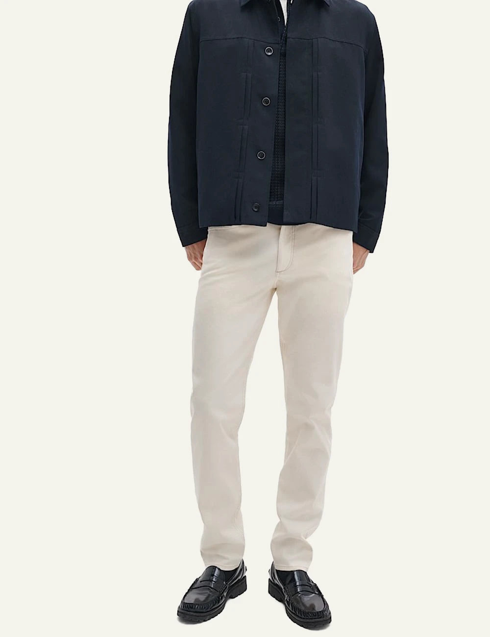 rag & bone cream slim jeans front full body view