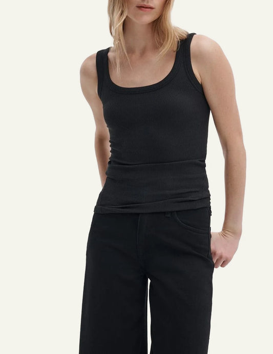 rag & bone rib cotton tank top black slim fit women model view