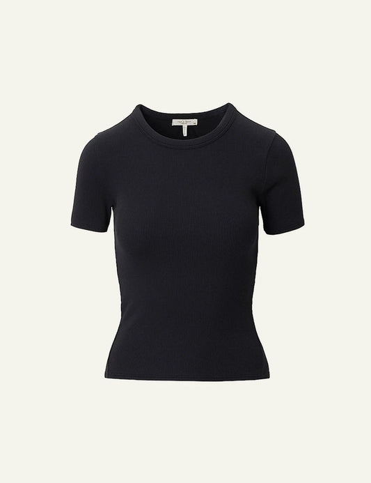 rag & bone rib cotton t shirt black slim fit women front view