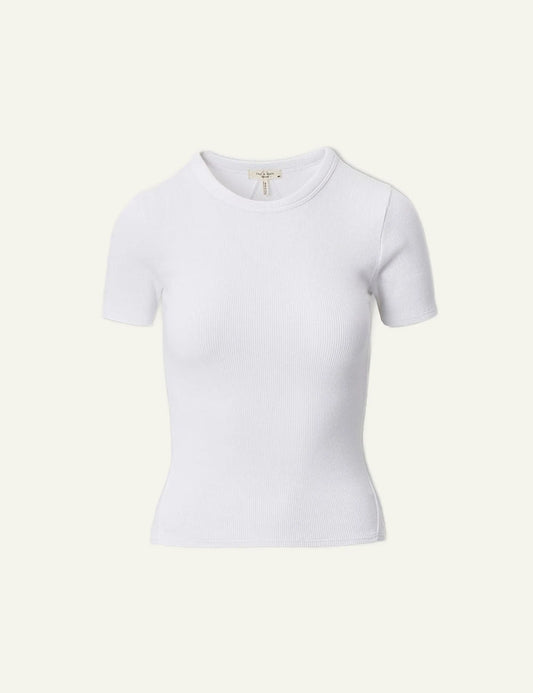 rag&bone rib cotton t shirt white slim fit women flat view