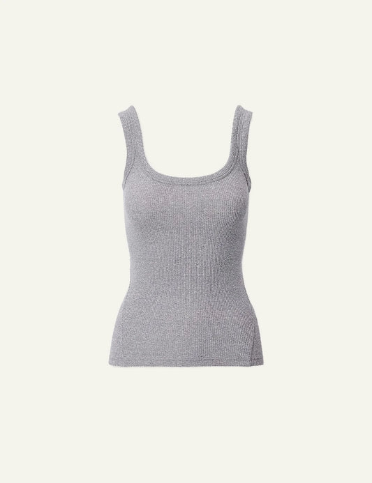rag & bone rib tank top grey melange slim fit front view
