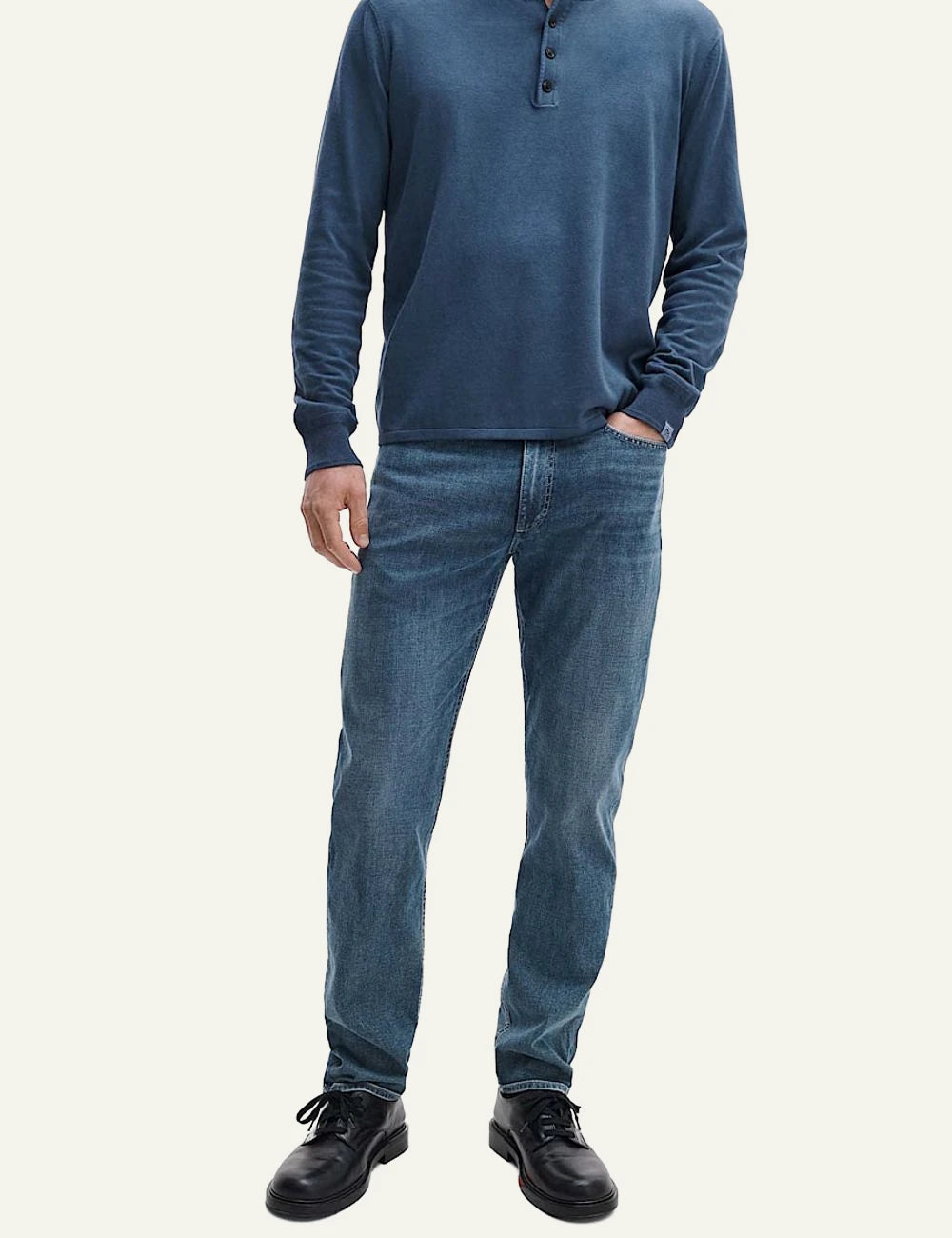 Rag &amp; Bone slim fit denim jeans medium indigo wash front full body view