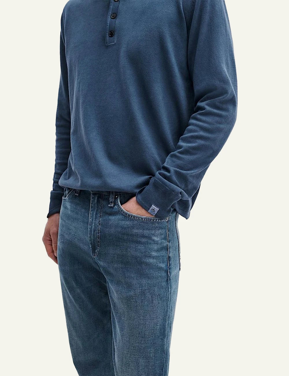 Rag &amp; Bone slim fit denim jeans medium indigo wash side view
