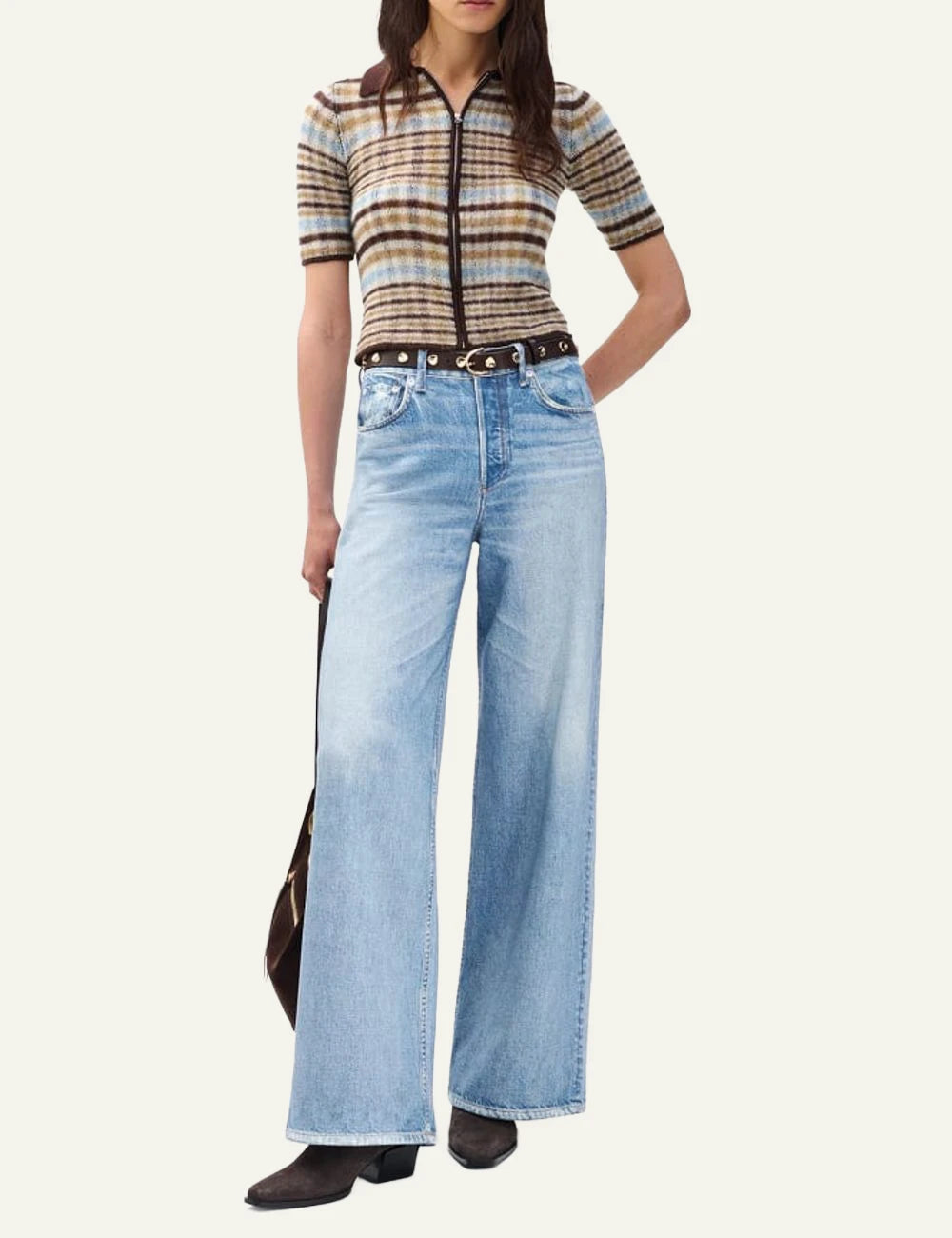 rag & bone sofie miramar wide leg denim print pants blue women front full body
