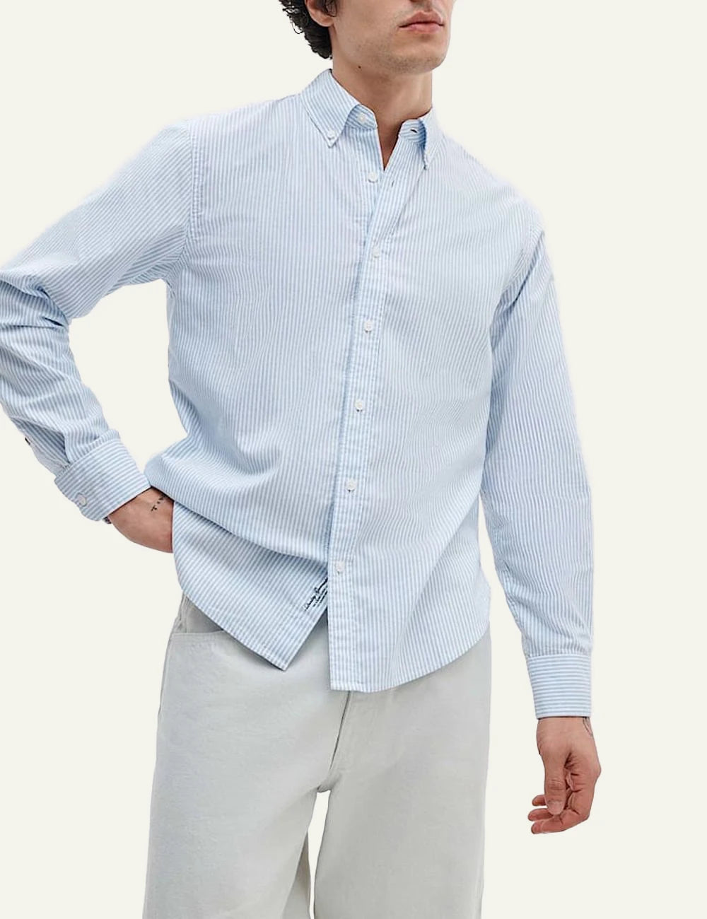 Rag &amp; Bone blue striped cotton shirt front view