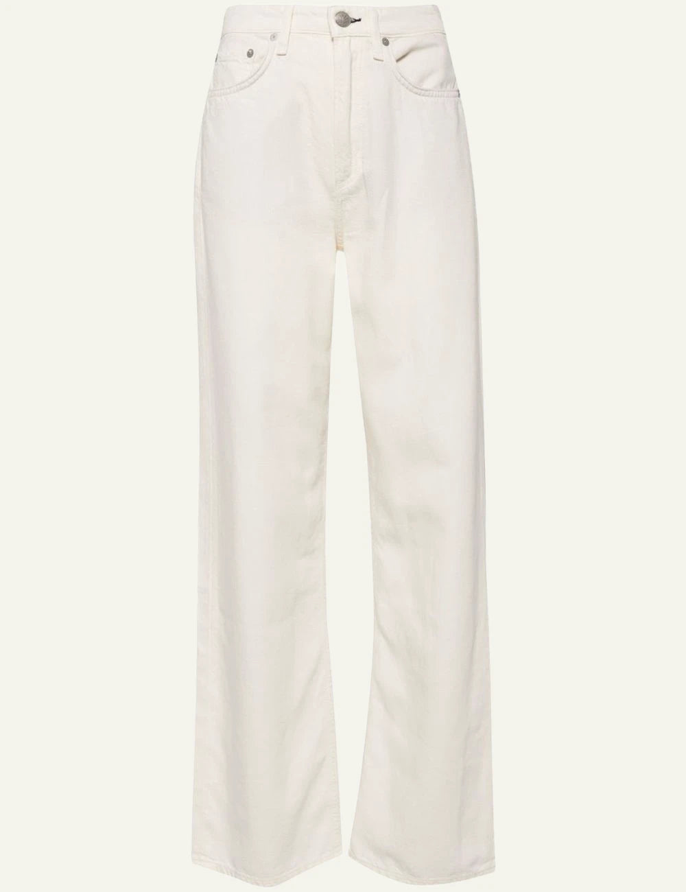 Rag &amp; Bone white wide leg denim jeans front view