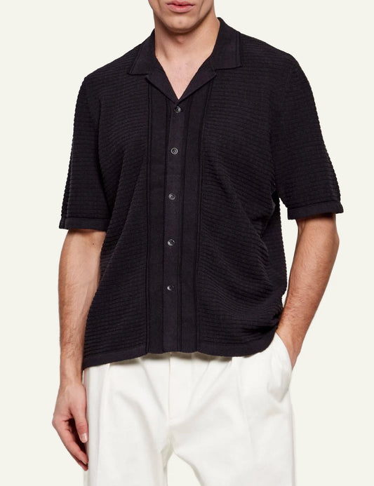 rag & bone zuma black textured shirt relaxed fit front view