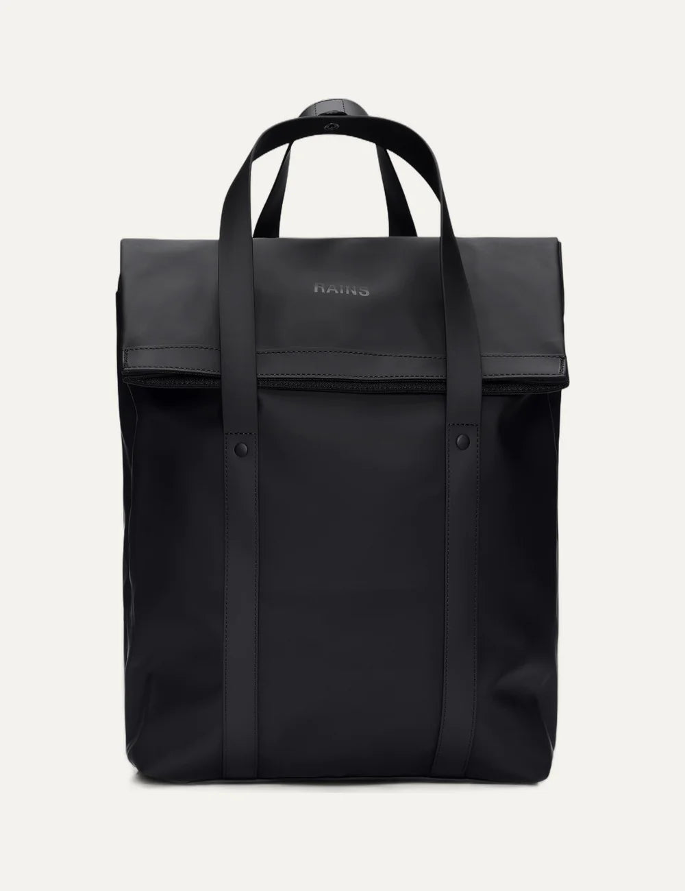 Rains Unisex Black Waterproof Convertible Tote Backpack