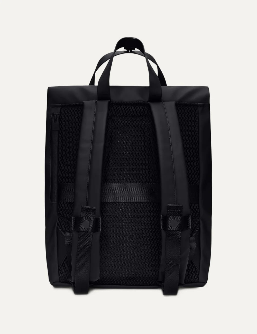 Rains Unisex Black Waterproof Convertible Tote Backpack back
