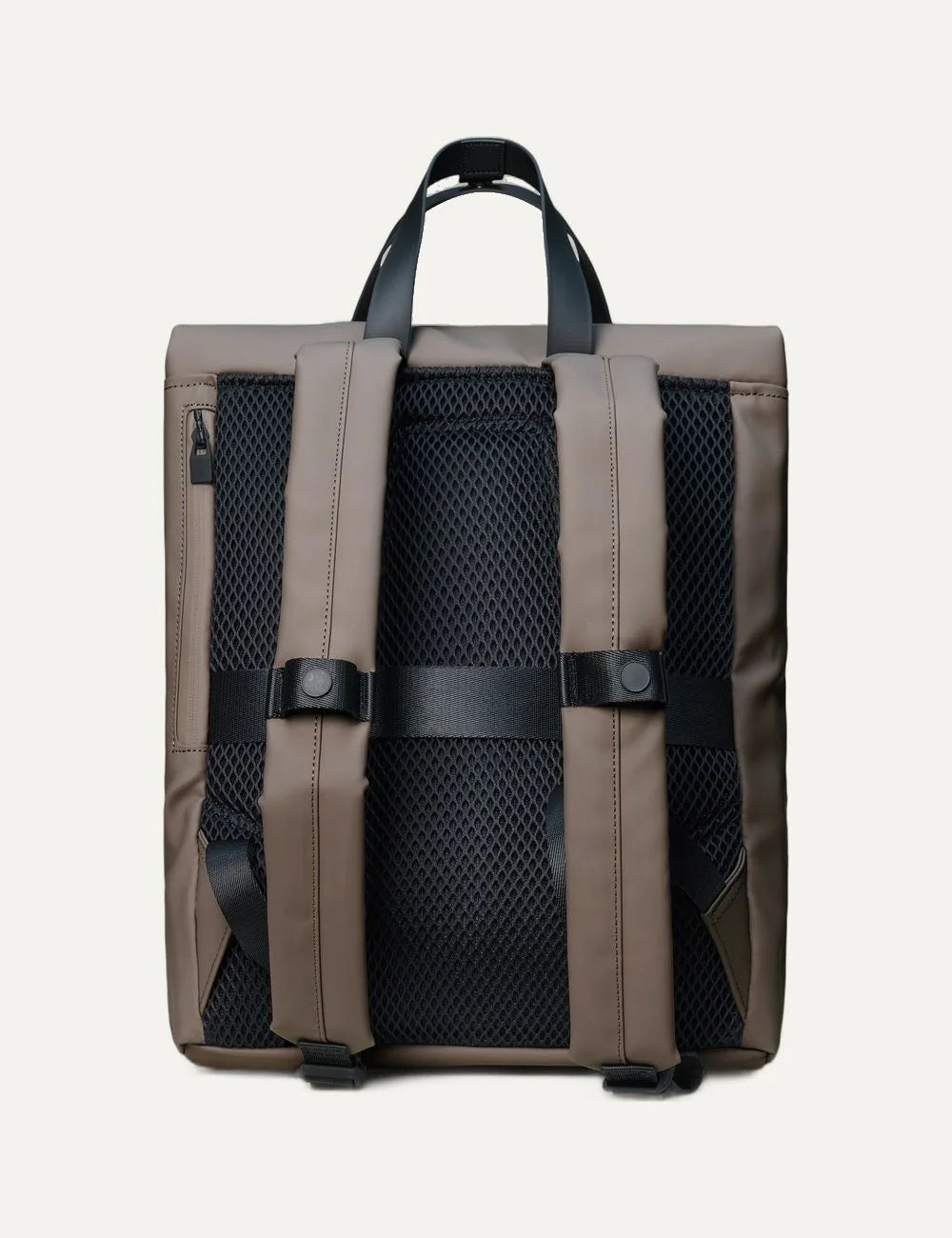 Rains Unisex Grey Beige Waterproof Convertible Tote Backpack back