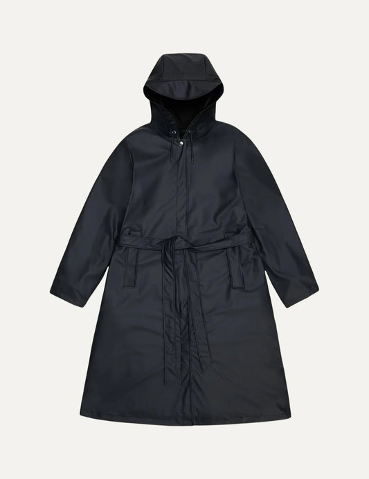 Rains Women’s Black Waterproof A-Line Long Raincoat