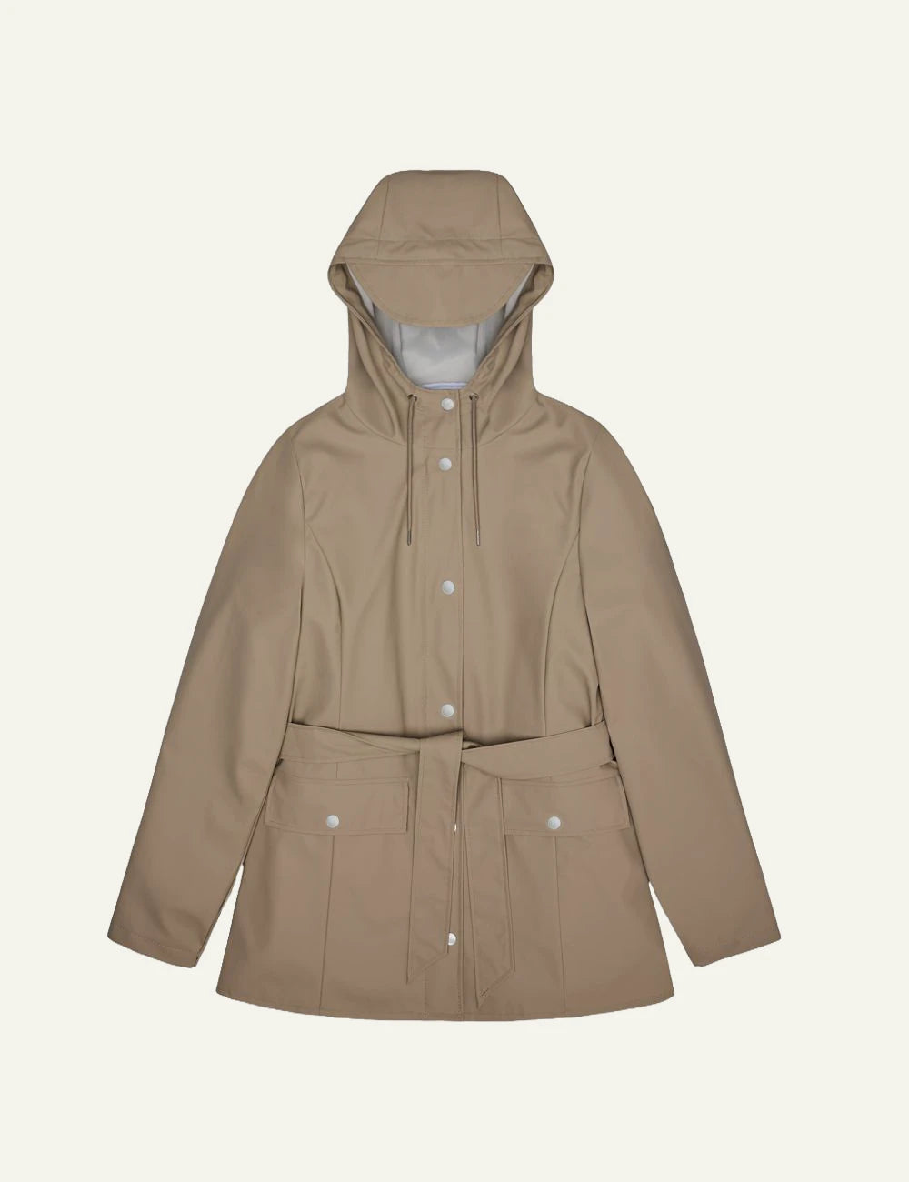 Rains Belted Jacket taupe front flat