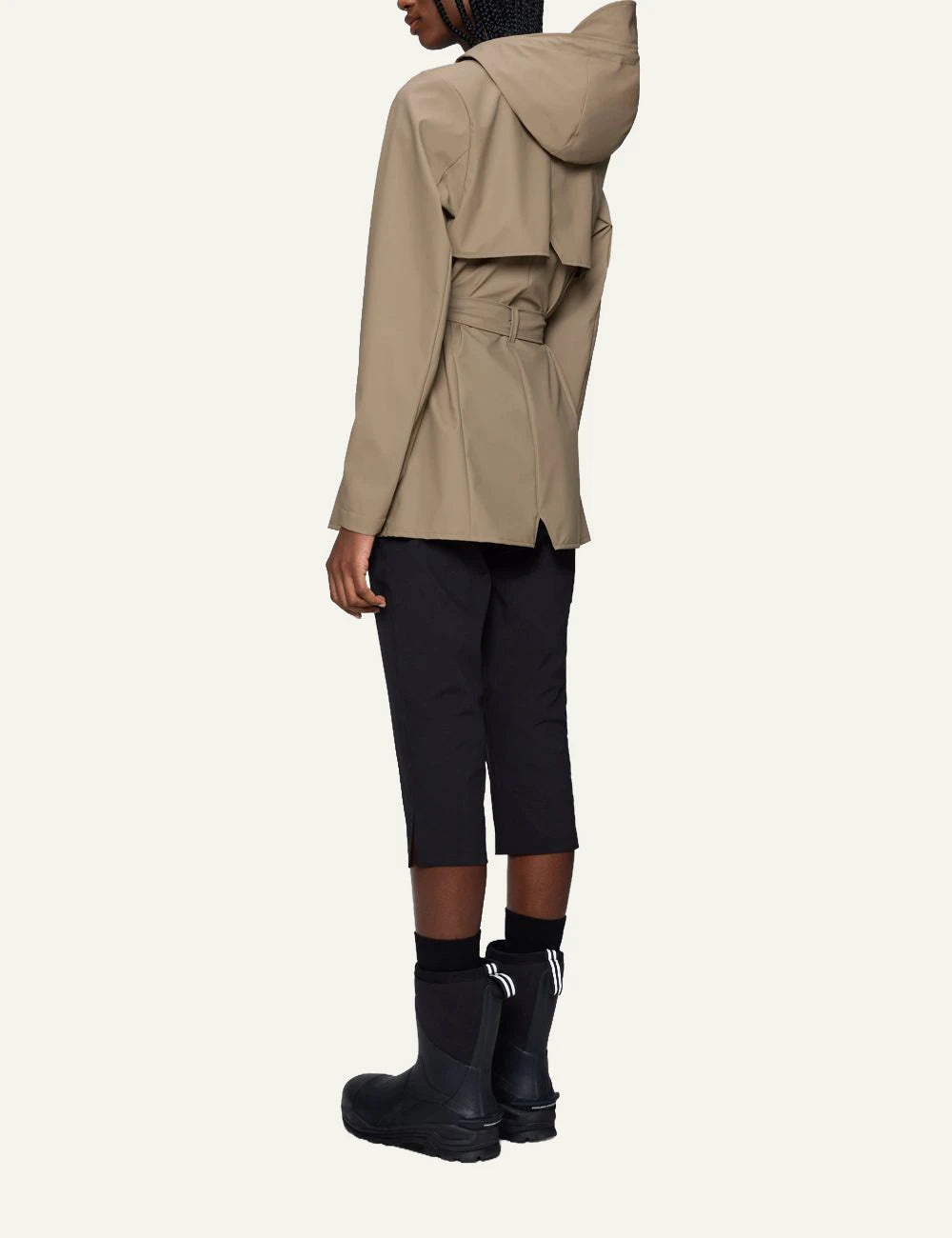 Rains Belted Jacket taupe full back body