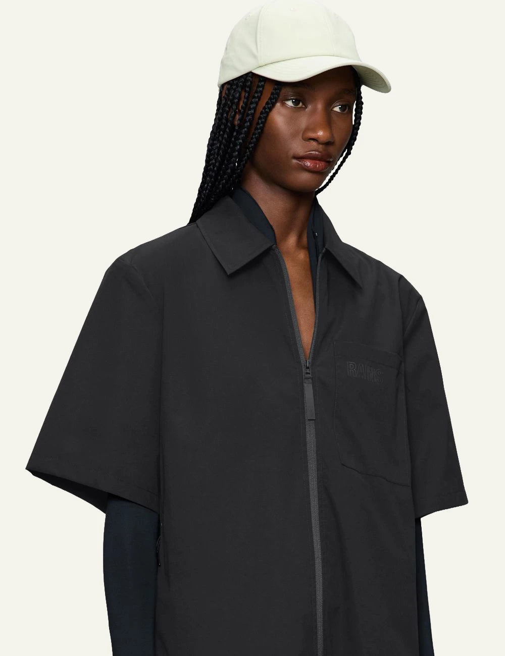 Rains Cap Chalk front model view