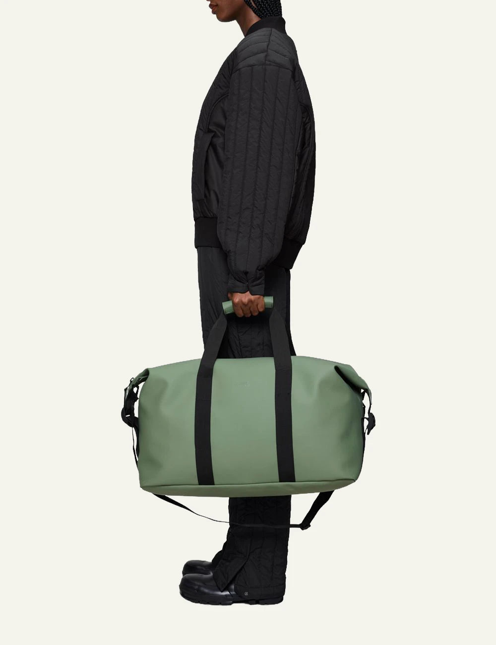 Rains Duffel Bag Green model side view