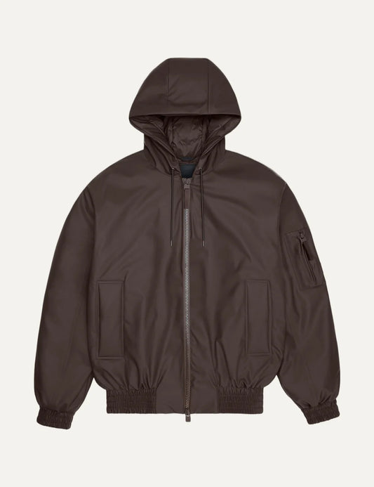 Rains Women’s Dark Brown Waterproof Insulated Bomber Jacket