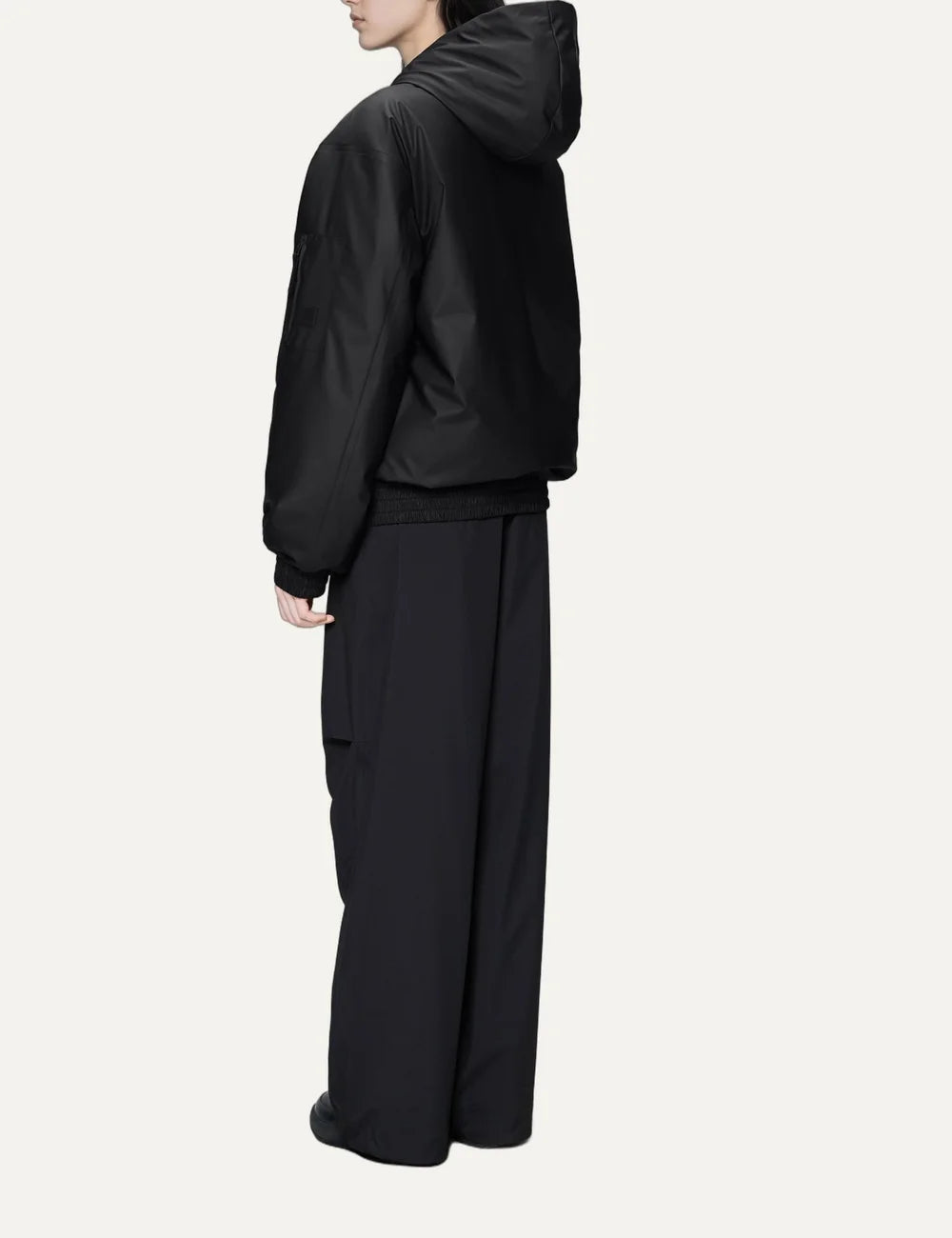 Rains Women’s Black Waterproof Insulated Bomber Jacket back