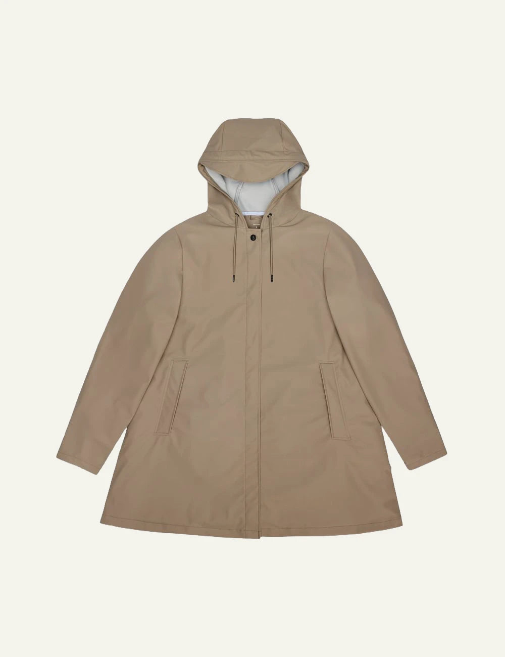 Rains Long Jacket khaki matte front flat