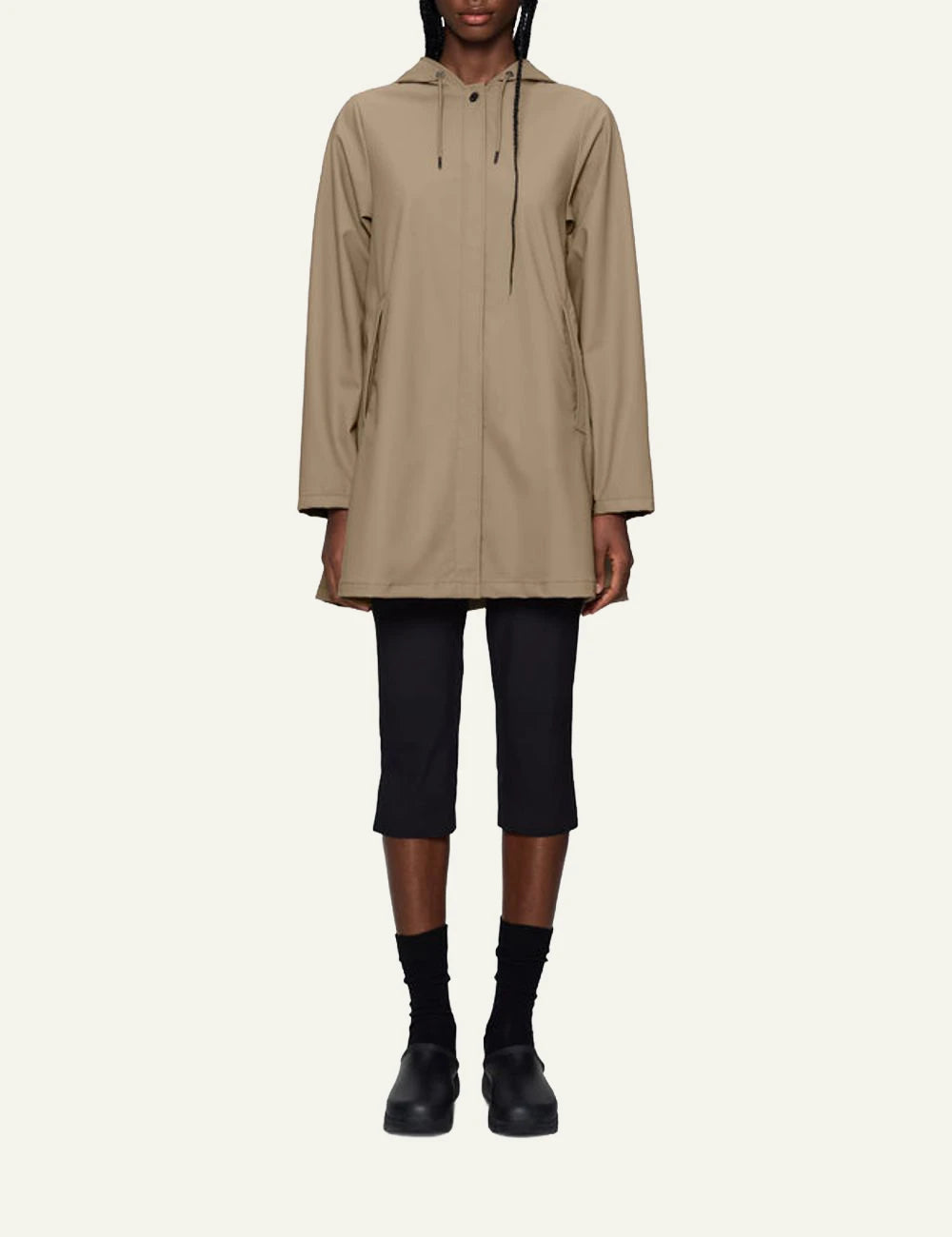 Rains Long Jacket khaki matte full front body