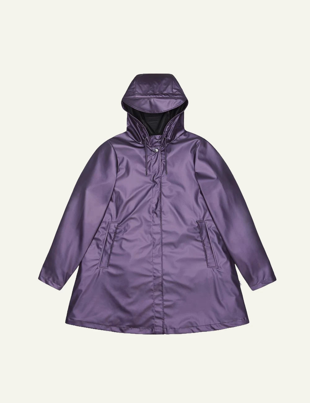Rains Long Jacket metallic purple gloss front flat