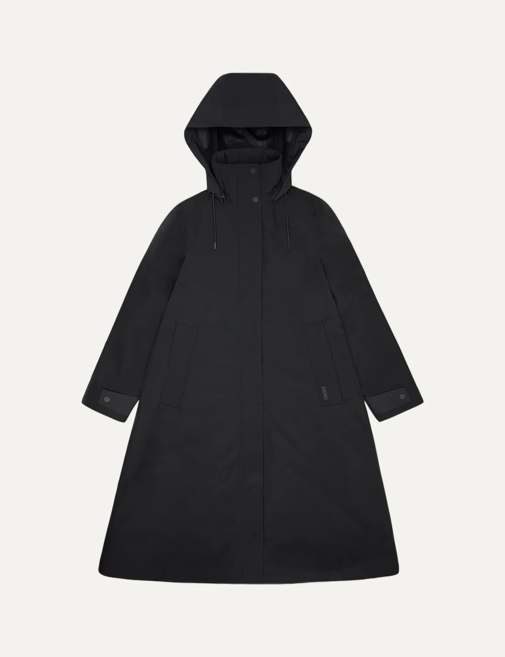 Rains Women’s Black Waterproof Softshell A-Line Long Jacket