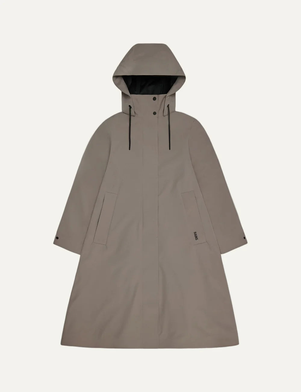  Rains Women’s Grey Beige Waterproof Softshell A-Line Long Jacket