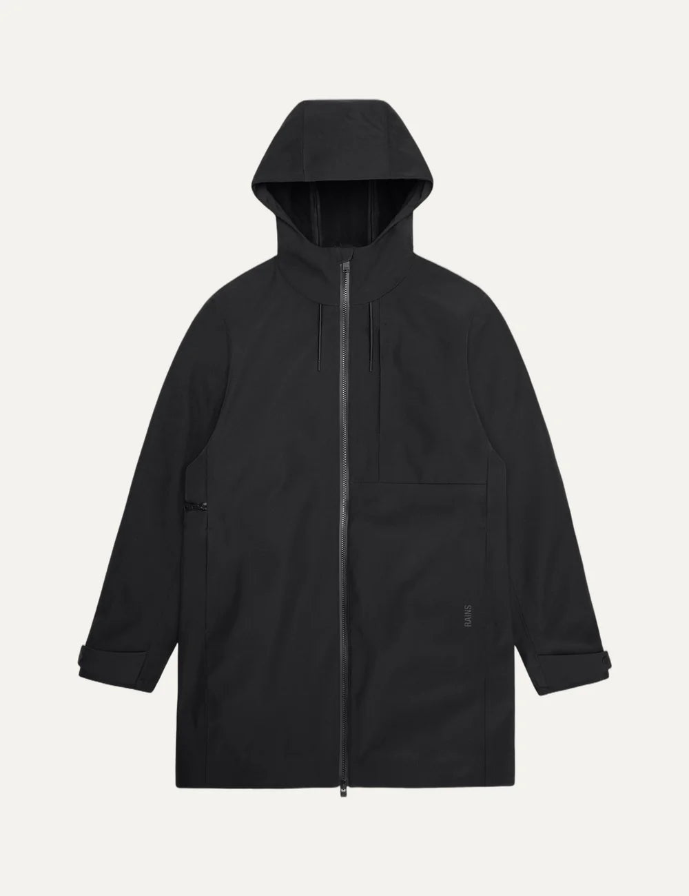 Rains Women’s Black Waterproof Long Softshell Hooded Jacket