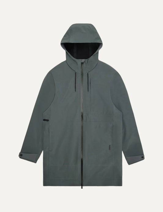  Rains Women’s Dark Grey Waterproof Long Softshell Hooded Jacket