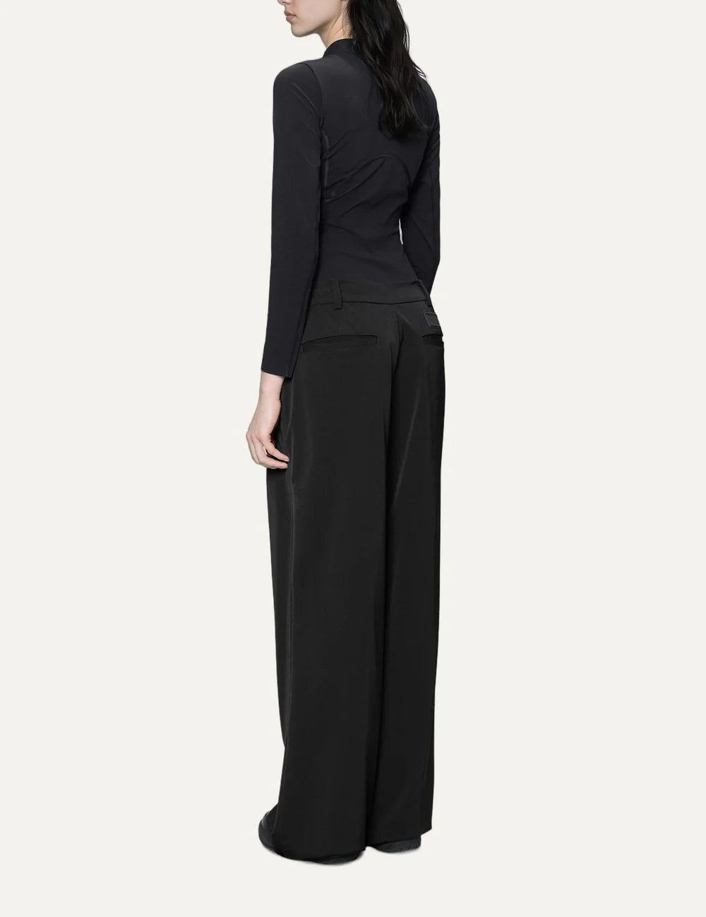 Rains Women’s Black Wide-Leg Technical Stretch Pants back
