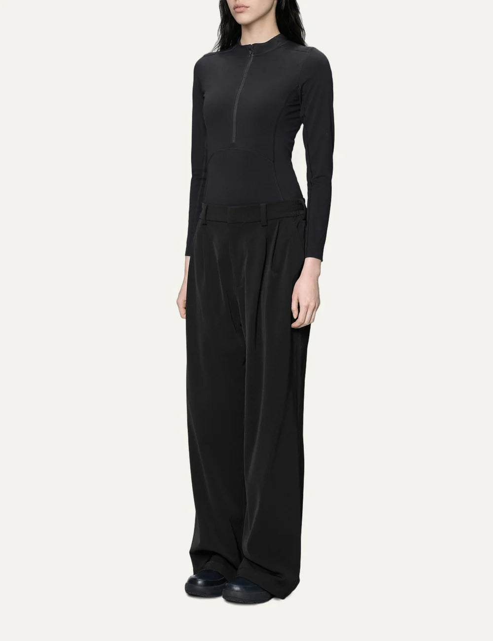 Rains Women’s Black Wide-Leg Technical Stretch Pants side