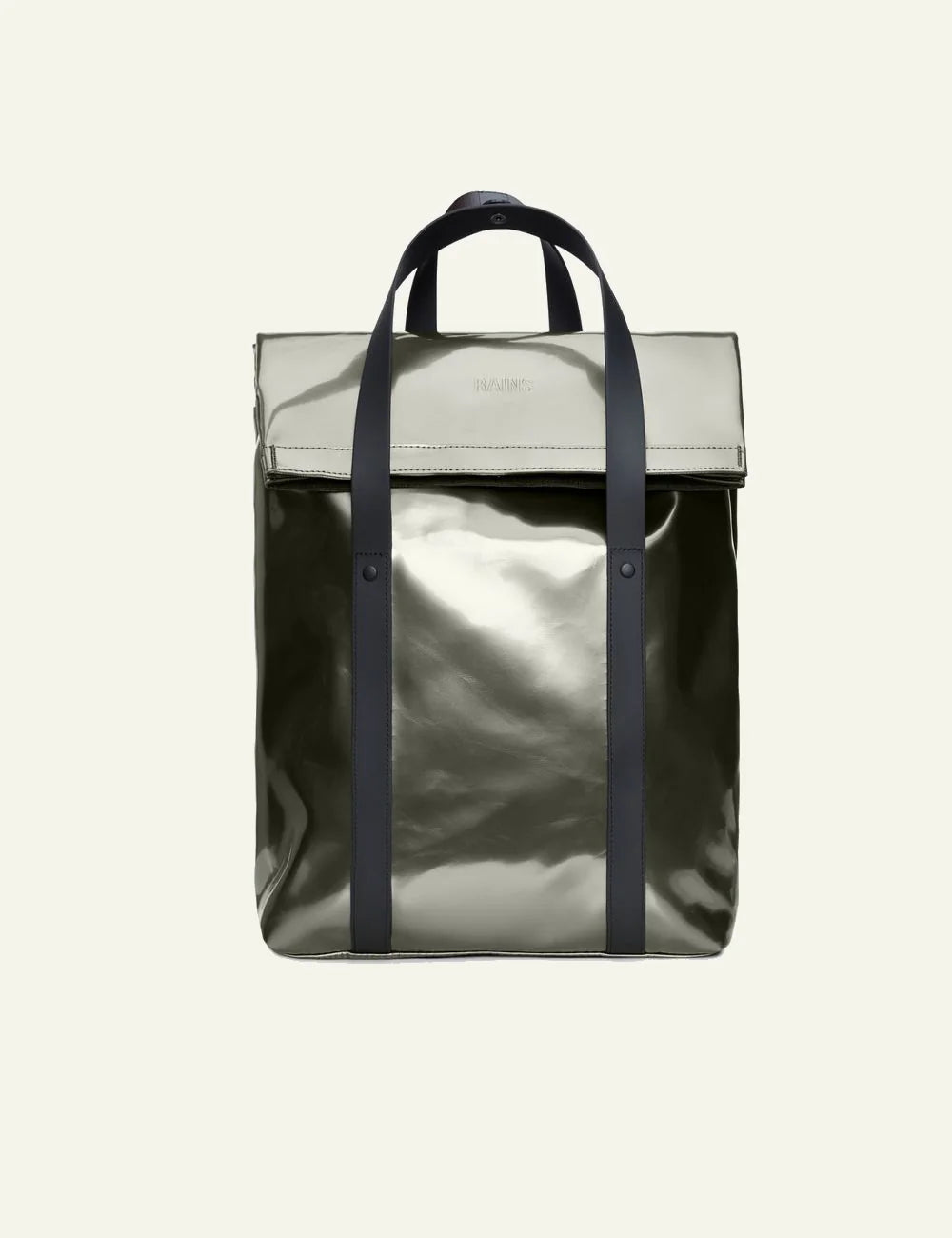 Rains Tote Bag Glossy Olive front flat view