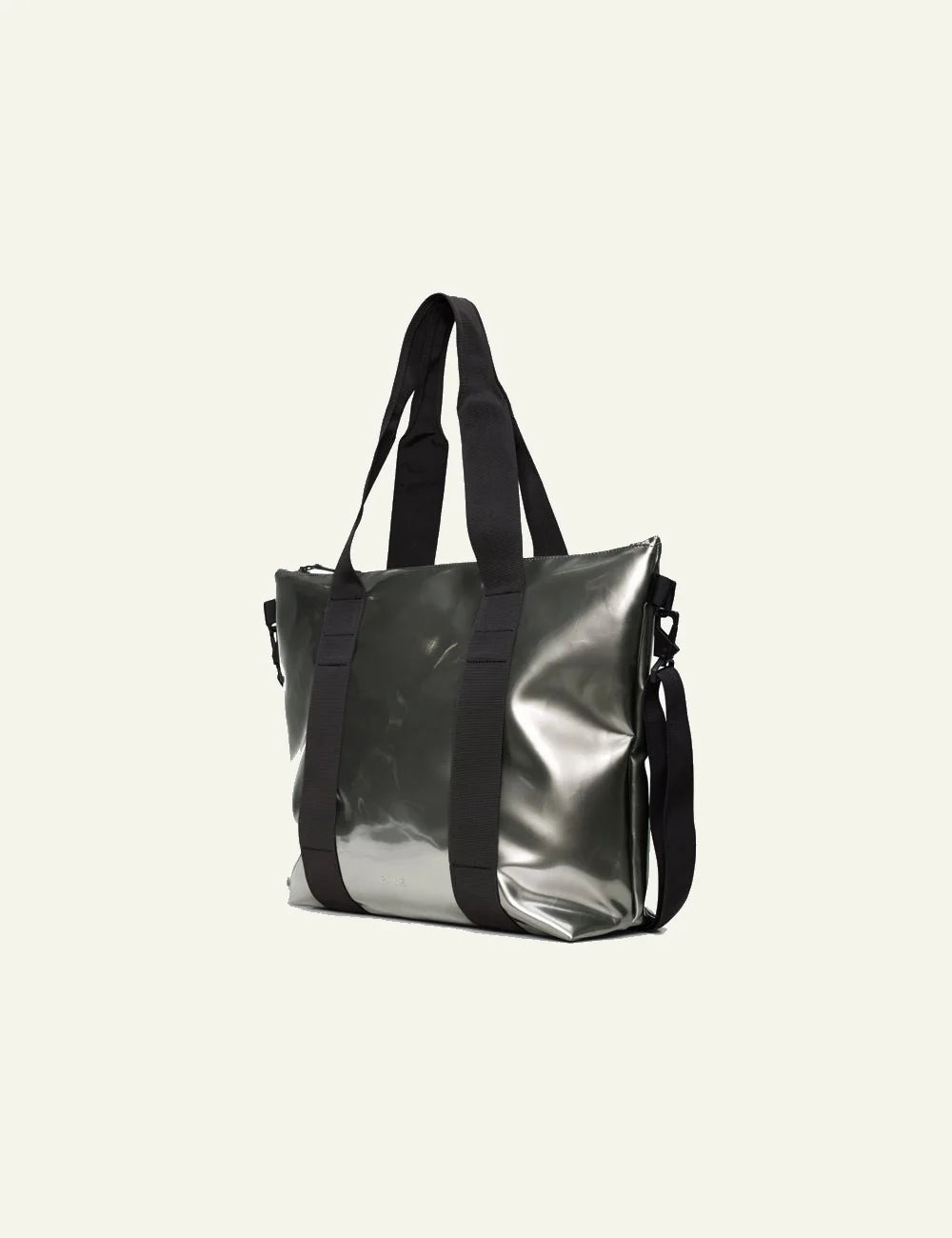 Rains Tote Bag Glossy Olive side view