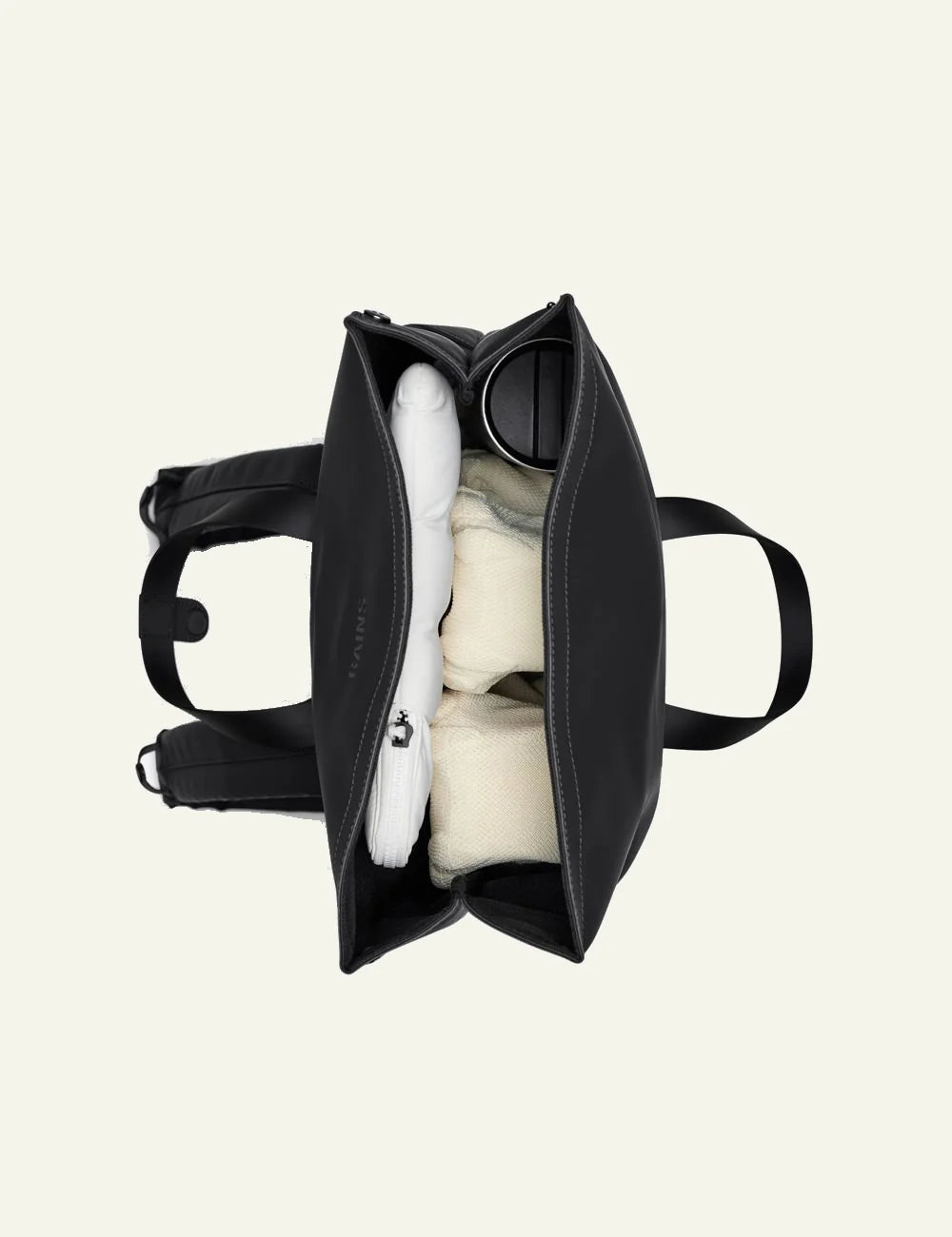 Rains Tote Bag Glossy Olive top view