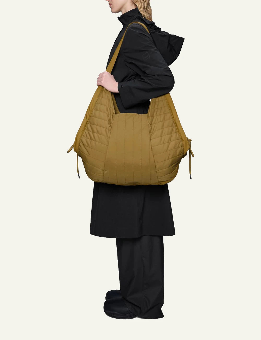 Rains Tote Bag Mustard model side view