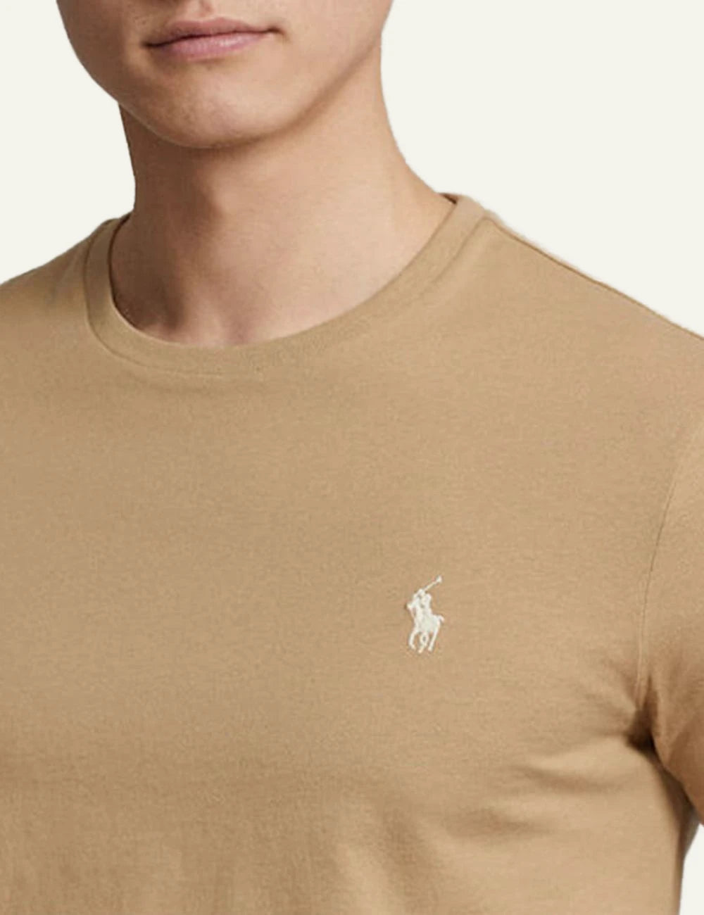 Ralph Lauren beige t-shirt with white pony logo view